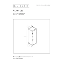 Lucide Claire Ulkoseinävalaisin 10 Lucide Claire Ulkoseinävalaisin -Kotitaloustavarat Kauppa 5411212271495 4
