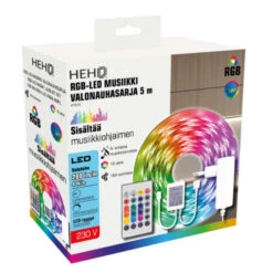 HEHQ 5m 22W RGB Music Led Nauha Kaukosäätimellä