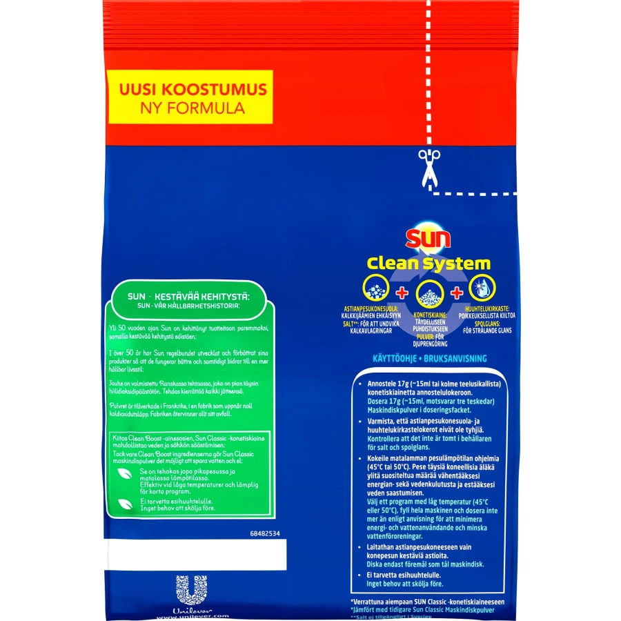 SUN® Sun Classic 1 Kg Konetiskijauhe Täyttöpakkaus 3 SUN® Sun Classic 1 Kg Konetiskijauhe Täyttöpakkaus